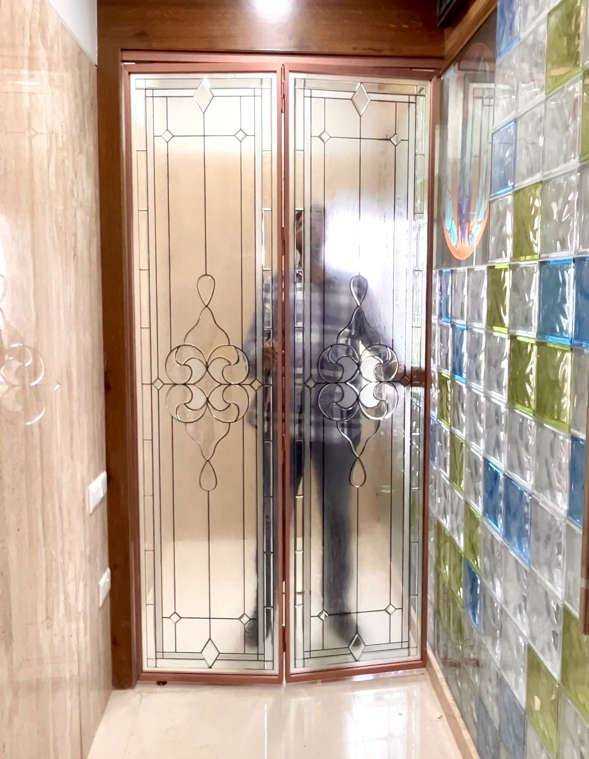 Pooja Room Aluminium Bi - Fold Glass Door