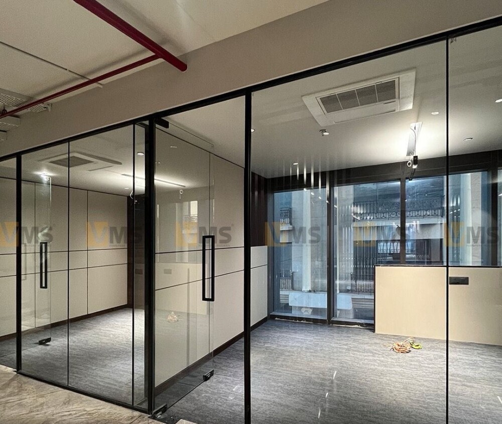 Aluminium Slim Office Tuffan Glass Partition Doors