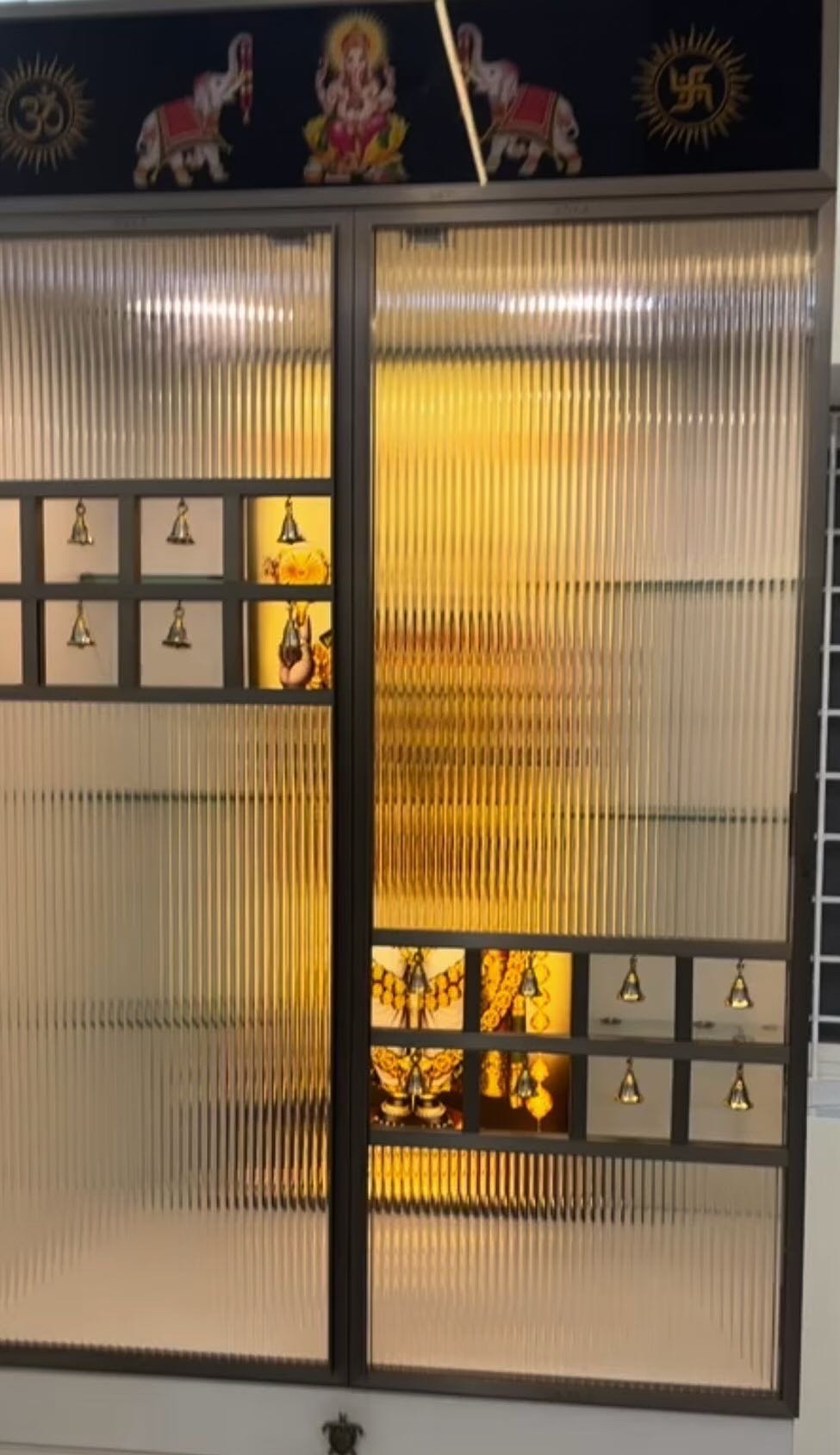 Pooja Room Aluminium Fluted Glass Door