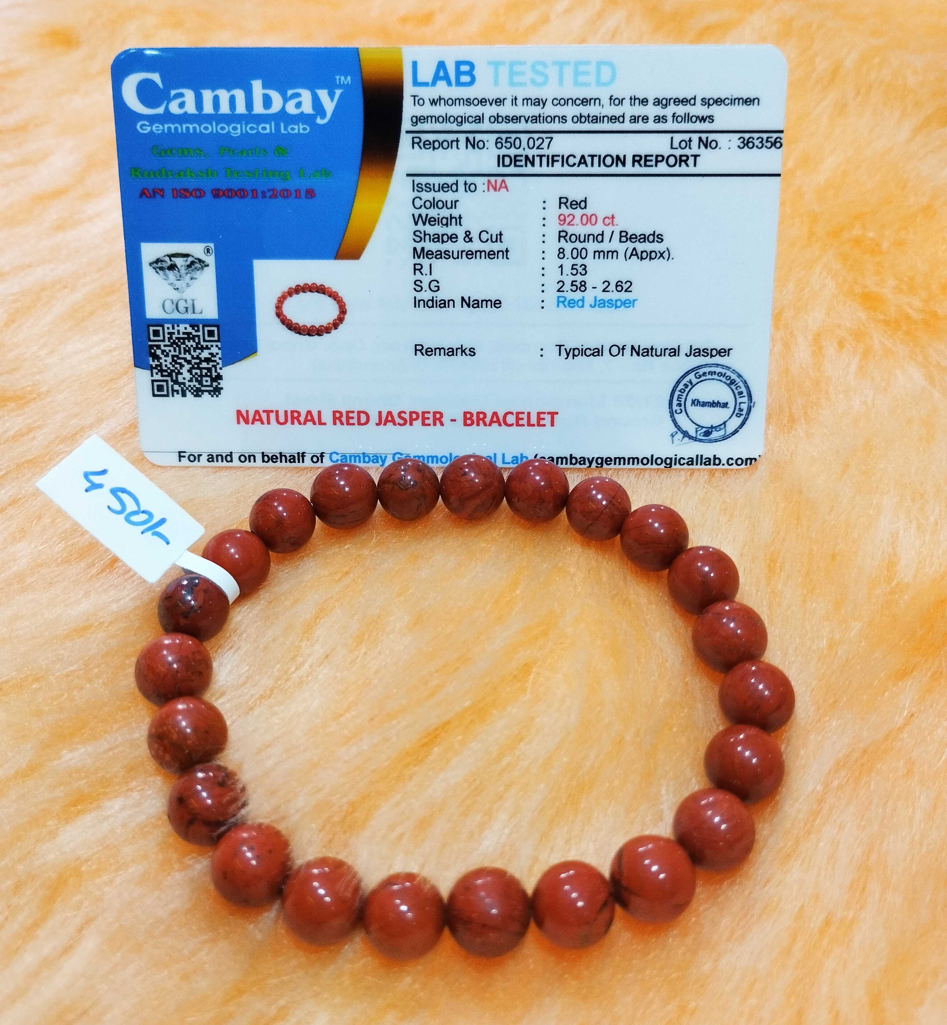 Natural Red Jasper Bracelet